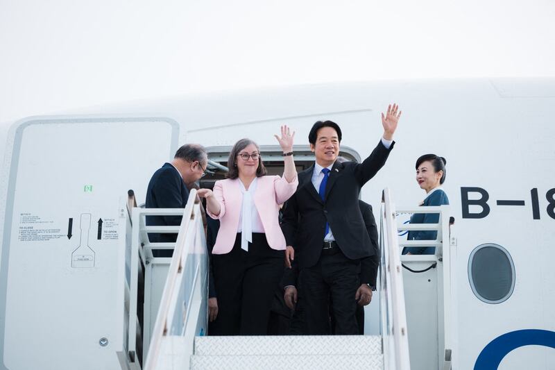 Taiwanese President Lai Ching-te is welcomed by Ingrid Larson, Managing Director of the American Institute in Taiwan, in Honolulu, Hawaii, Nov. 30, 2024.