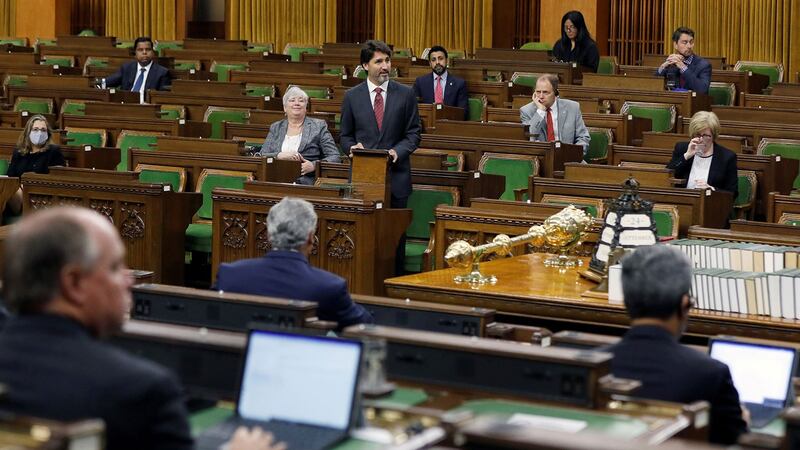 总理特鲁多在加拿大安大略省渥太华国会山下议院发表演讲。(路透社)