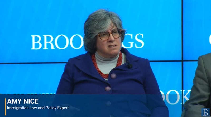 美国移民法律与政策专家艾米·奈斯(Amy Nice)(视频截图/Brookings Institution)