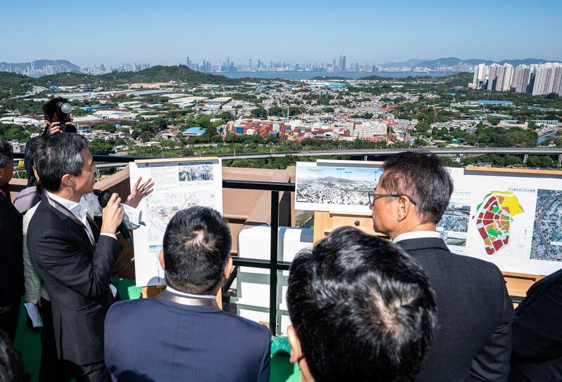 Enterprise representatives visit the Northern Metropolis area on Nov. 29, 2024 in Hong Kong.