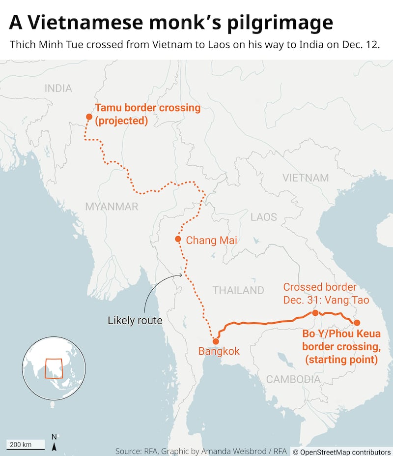 Map of a monk's route to India
