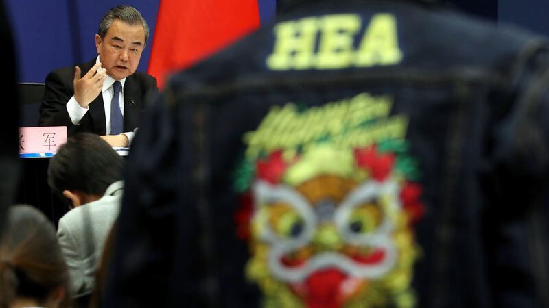 王毅在吹风会上表示,“一带一路”不会沦为北京的“地缘政治工具”,也不会导致其它国家的“债务陷阱”。(美联社)