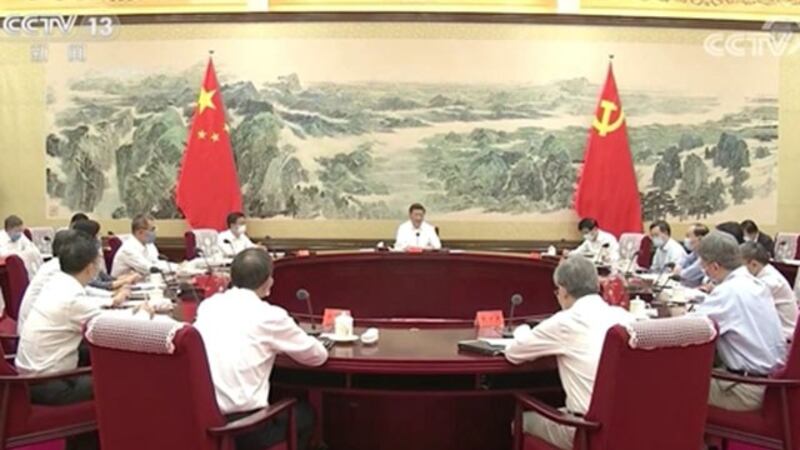 2020年8月24日,习近平在北京以个人名义召集一批拔尖的经济社会学者出席座谈,就“十四五”规划发言。(视频截图)