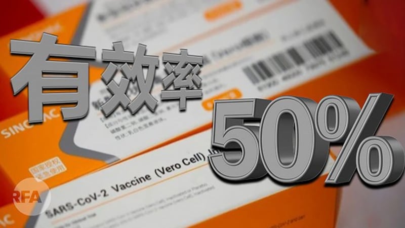 中国疫苗有效力仅百分之五十 专家:条件允许首选美国疫苗(自由亚洲电台制图)