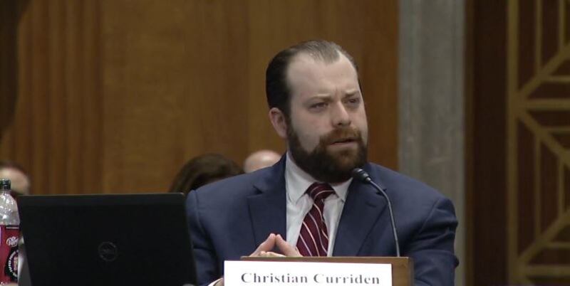 美国智库兰德公司(RAND Corporation)国防分析师克里斯蒂安·柯里登(Christian Curriden)。(视频截图/USCC)