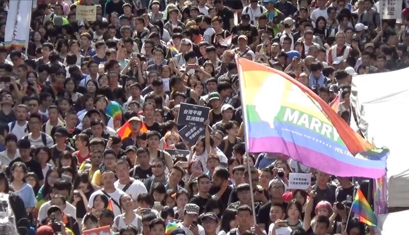 台湾通过《同性婚姻专法》 亚洲第一。(记者夏小华摄)