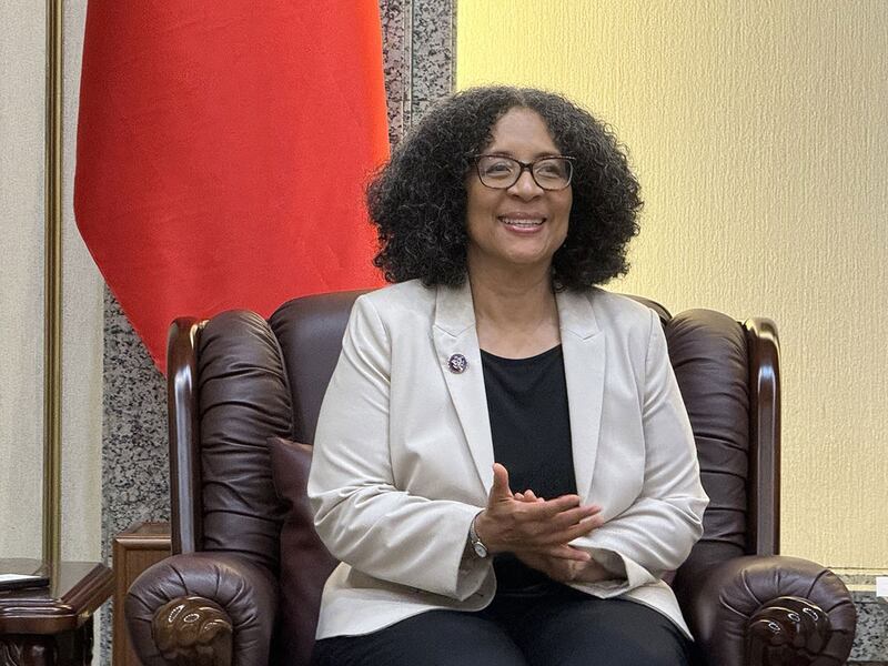 美国联邦众议员斯特里克兰强调,此行想向世界传达美国与台湾站在一起。(记者 黄春梅摄)