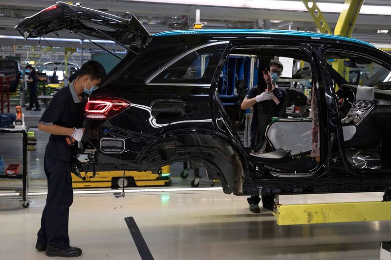 中国汽车整车制造面临关键零部件短缺问题,而这些零部件往往需要从国外进口。(美联社资料图片)