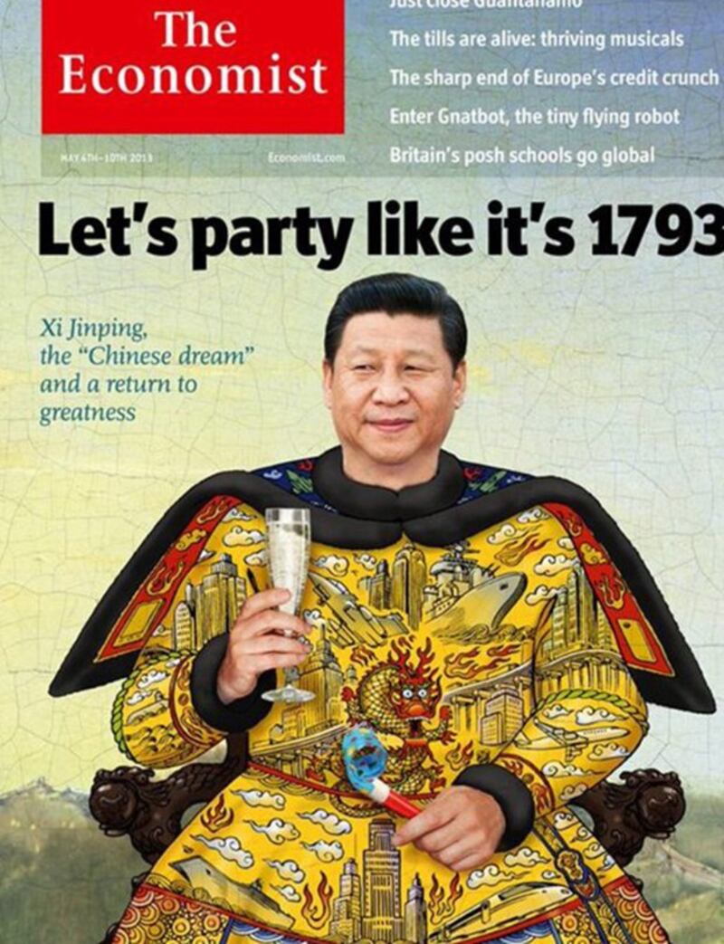 英国《经济学人》2013年合成的习近平黄袍加身封面截图(经济学人)